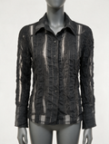 Euromode Italia DESIGN - Blouse - zwart, crinkle, semi-transparant - M