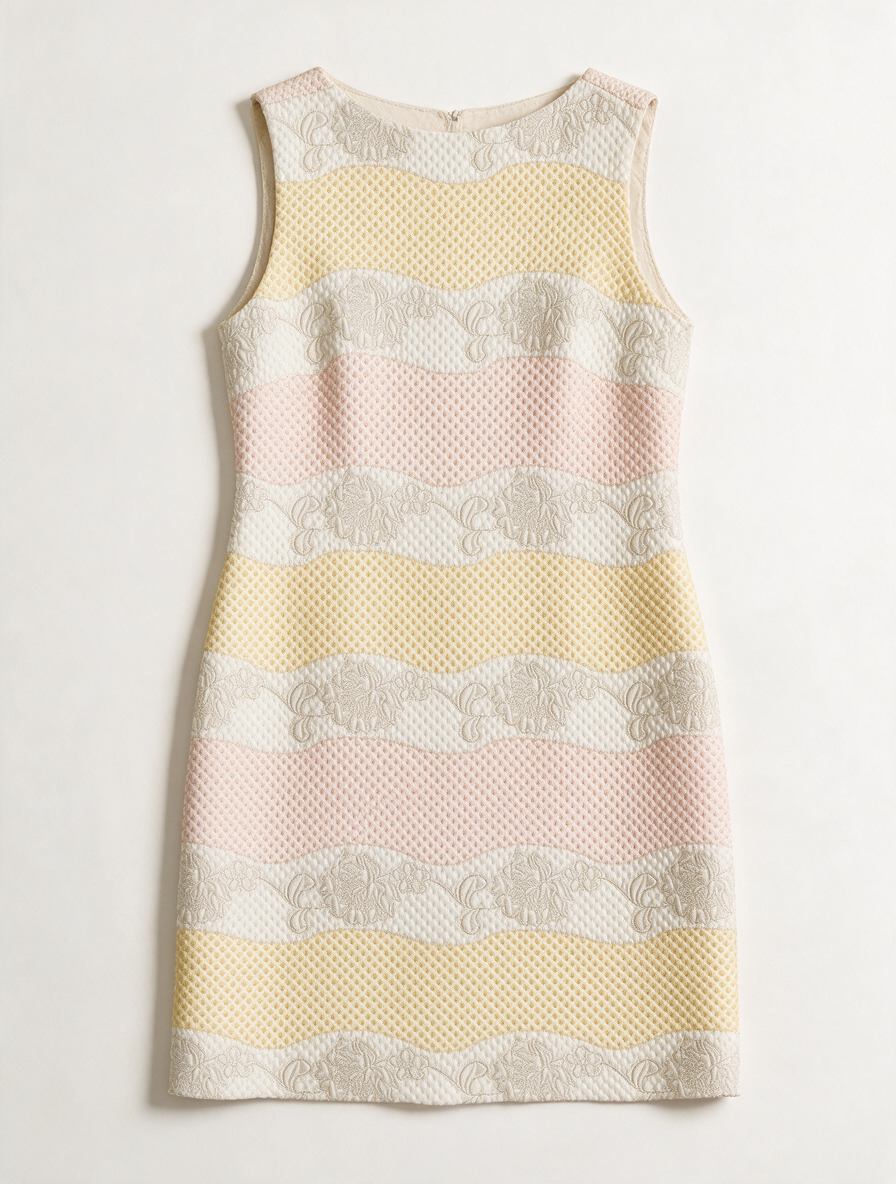 Sandro Ferrone - Jurk - pasteltinten, banenpatroon, mouwloos - XL