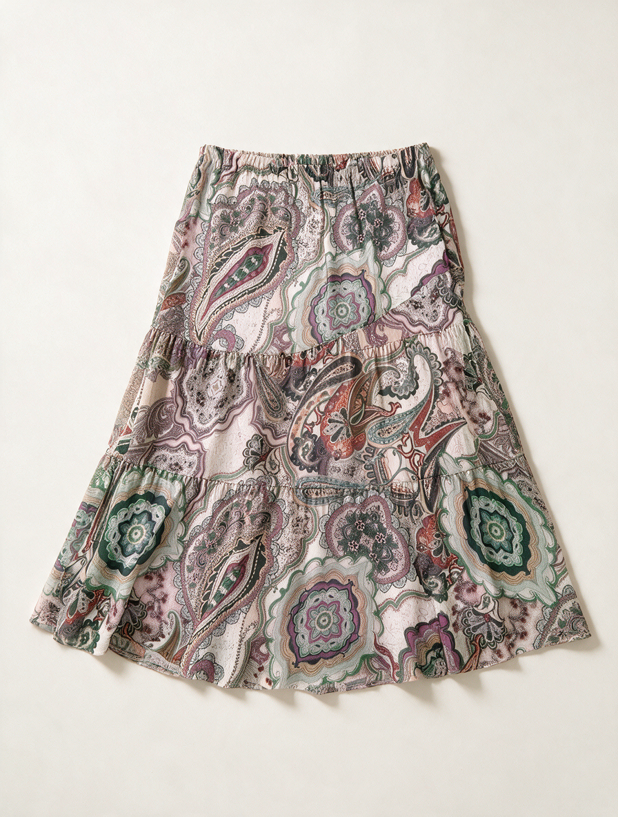 GERRY WEBER - Rok - paisleyprint, A-lijn, elastische tailleband