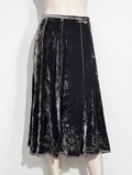 Gerard Darel - Rok - zwart, fluwelen look, bloemenmotief met kraaltjes - FR44 (NL42)
