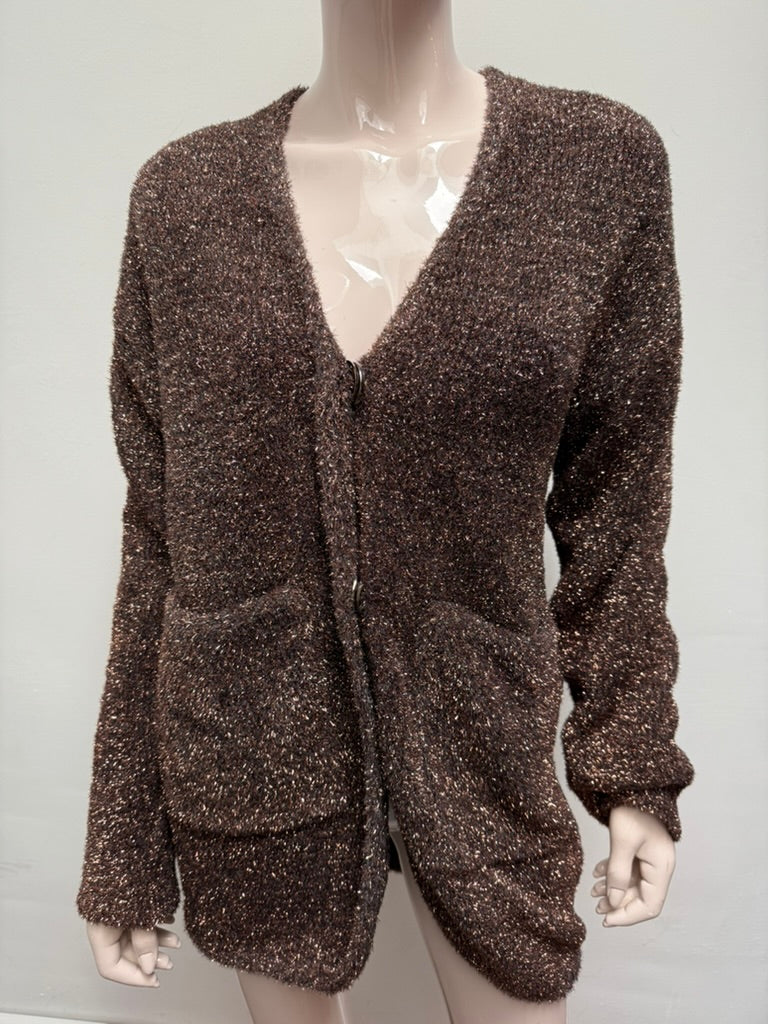 ESSENTIEL ANTWERP - Vest - bruin gemêleerd, subtiele glans, knoopsluiting - S