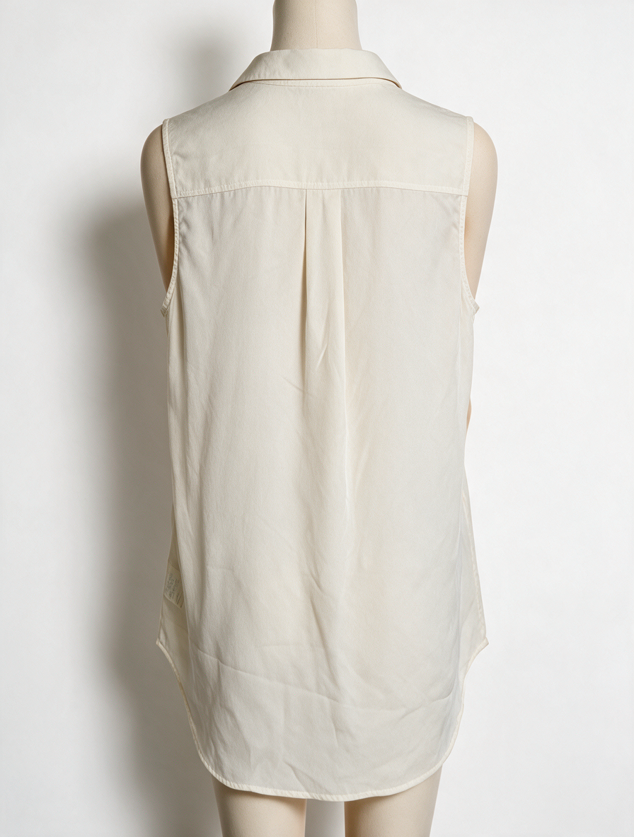 Theory - Blouse - crème, mouwloos, zijde - maat S