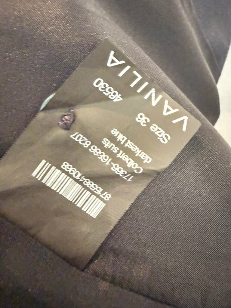 Vanilia - Blazer - blauw, V-hals, strikceintuur - S