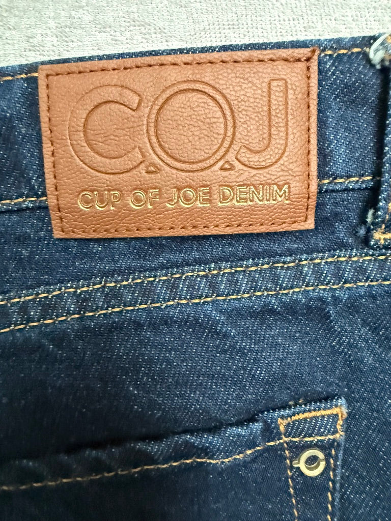 COJ Cup of Joe Denim Elodie Wide Straight Jeans W30 L30 – Donkerblauwe Raw Denim Jeans van 100% Katoen