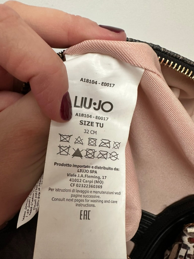 LIU JO - Handtas - bruin/zwart, geometrisch patroon, gevlochten schouderband - 1 maat