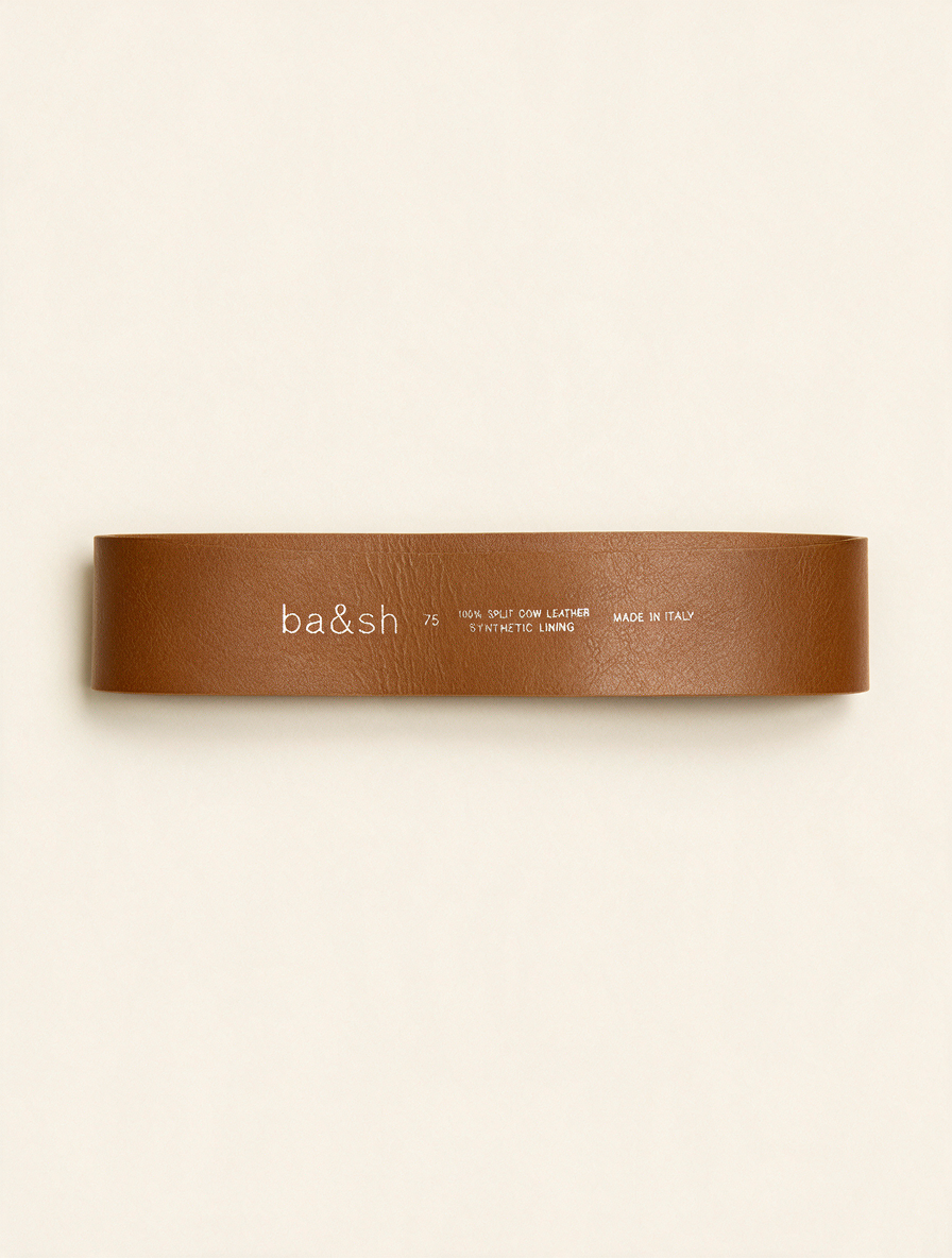 ba&sh - Riem - slangenprint, geel en zwart, ronde zilverkleurige gesp