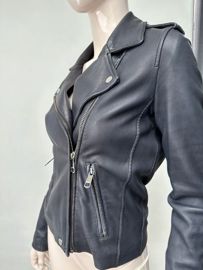 Tommy Hilfiger blauw leren biker jasje maat XS