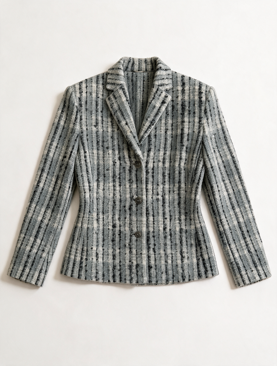 Laurèl - Blazer - grijs en zwart, streeppatroon, twee knopen - M