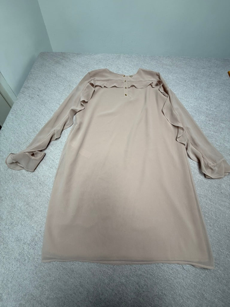 Twin-Set Simona Barbieri Jurk Maat M – Poederroze Chiffon Jurk met Volants en Romantische Details