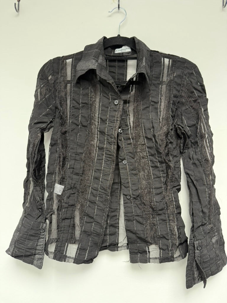 Euromode Italia DESIGN - Blouse - zwart, crinkle, semi-transparant - M