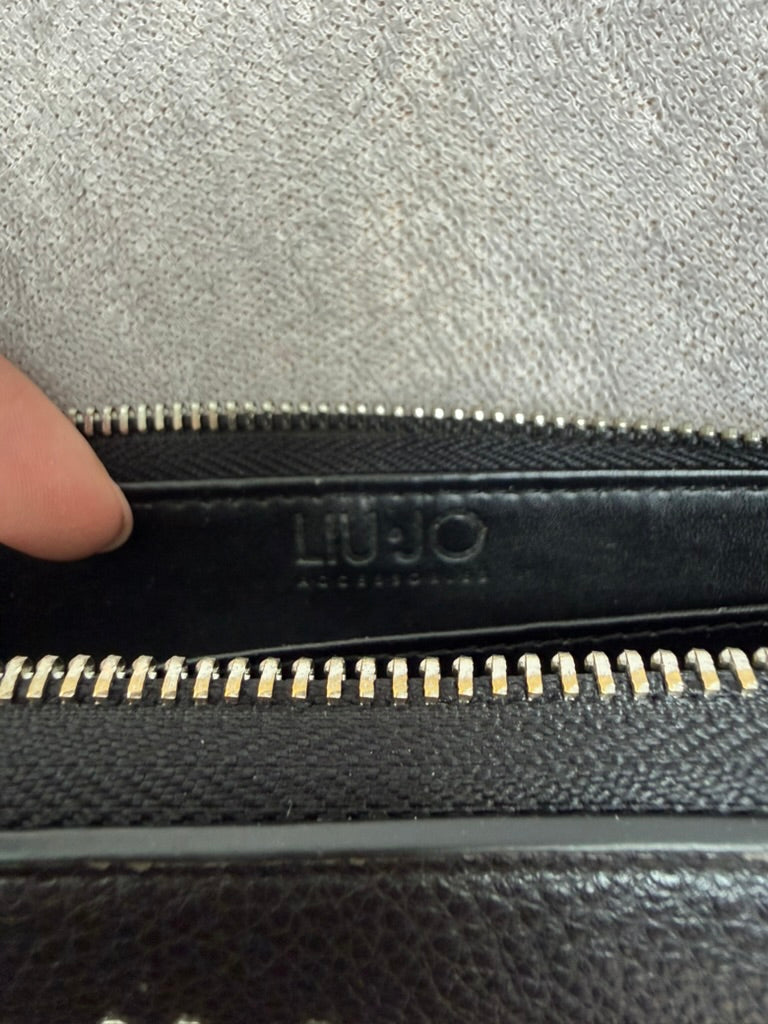 Liu Jo Accessories - Portemonnee - zwart kunstleer, ritssluiting rondom, goudkleurige studs - 1 maat