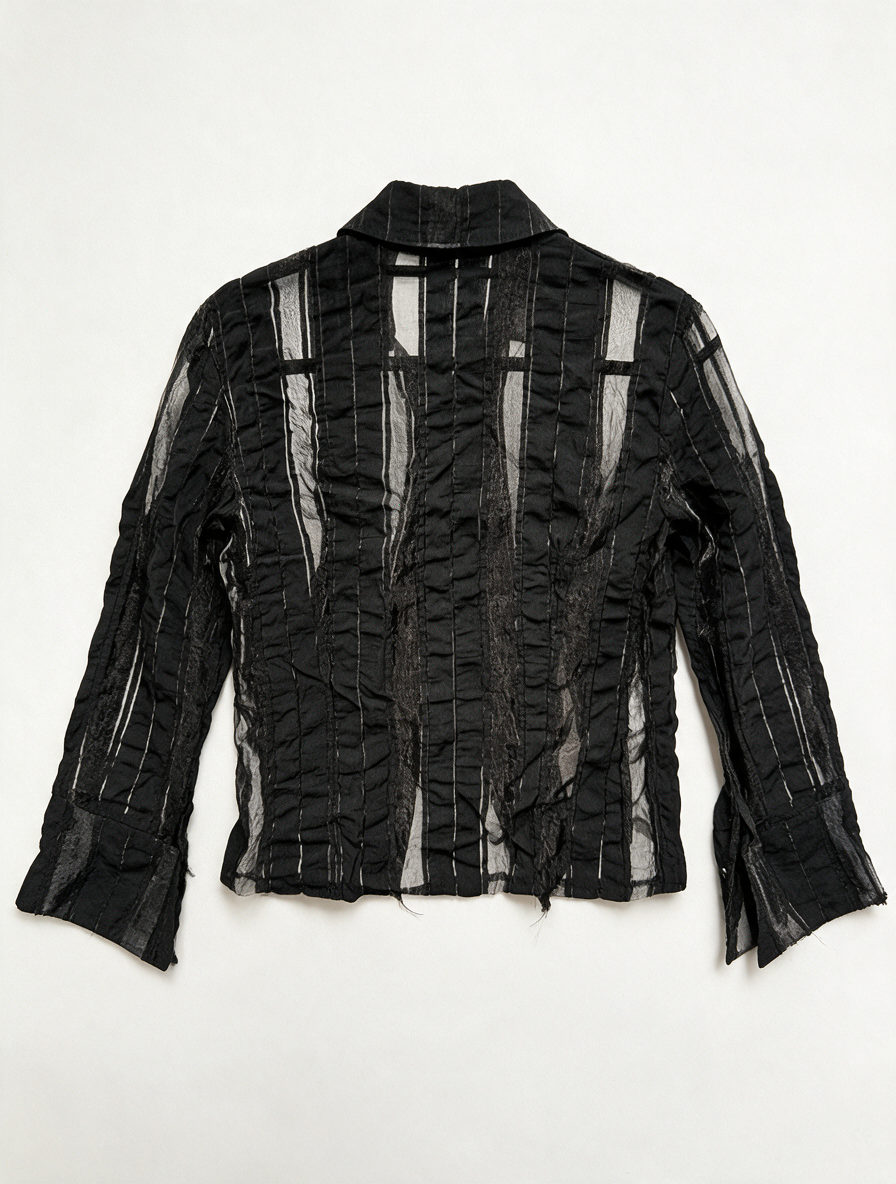 Euromode Italia DESIGN - Blouse - zwart, crinkle, semi-transparant - M