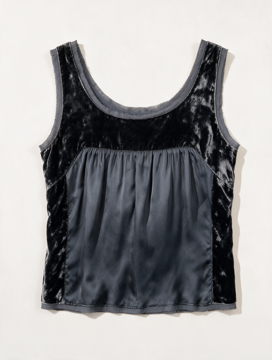 Gerard Darel - Top - grijs, satijnlook, velvet accenten - FR42 NL38