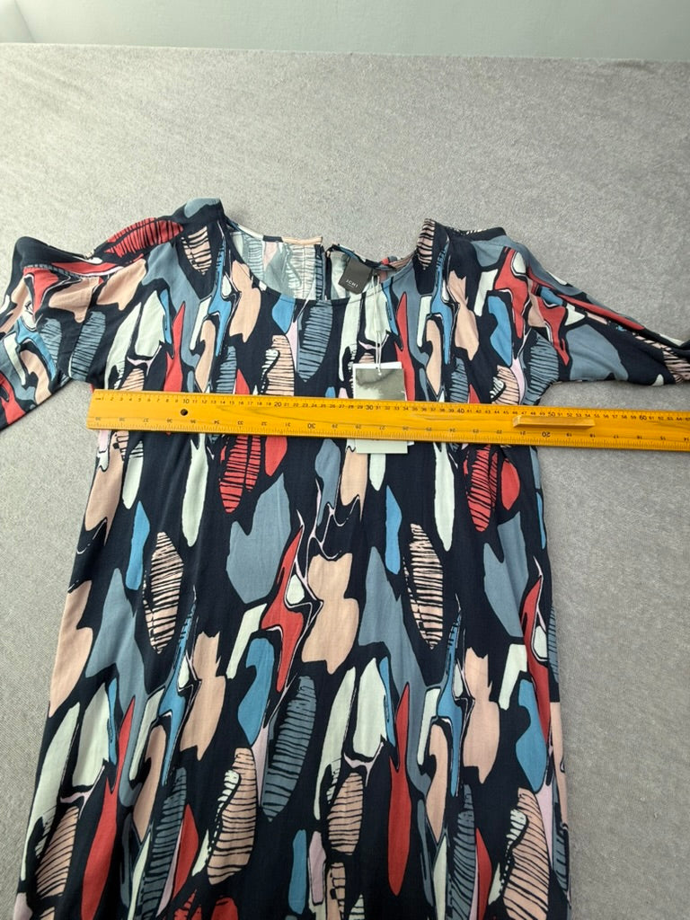 ICHI - Jurk - meerkleurig, abstract patroon, lange mouwen - S