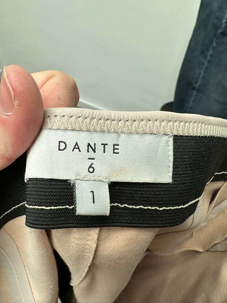 Dante6 - Broek - beige, stretchleer, uitlopende pijpen