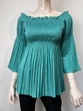Patrizia Pepe - Blouse - turquoise, off-shoulder hals, 3/4 wijde mouwen - M
