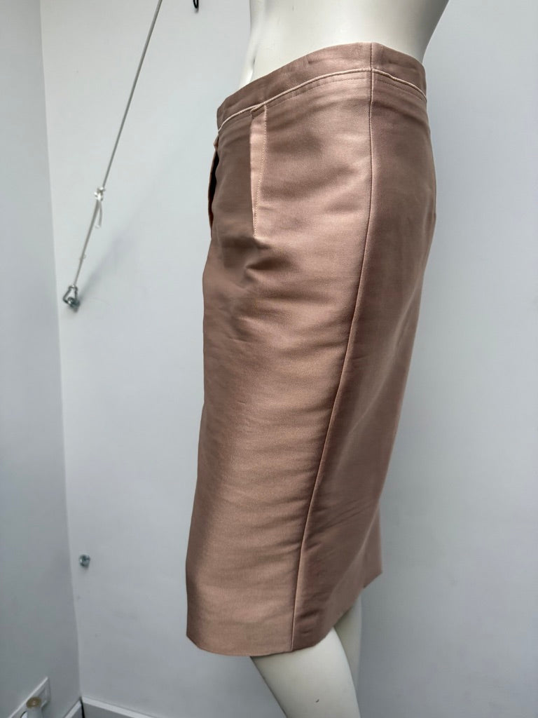 NATAN - Rok - beige/roze, glanzende stof, kokerrok - M