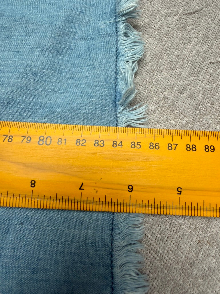 ICHI Lichtblauwe Denim Jurk Maat 34 – 100% Katoen A-lijn Jurk met Franjezoom
