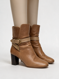 Isabel Marant - Enkellaars - bruin, blokhak, goudkleurige gesp