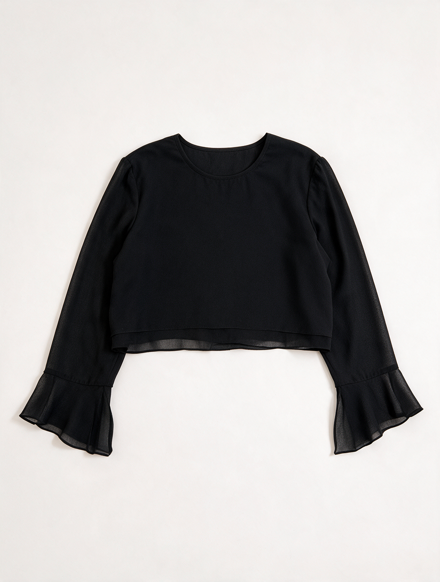 Ribkoff TRENDS - Blouse - zwart, transparant, uitlopende mouwen - M