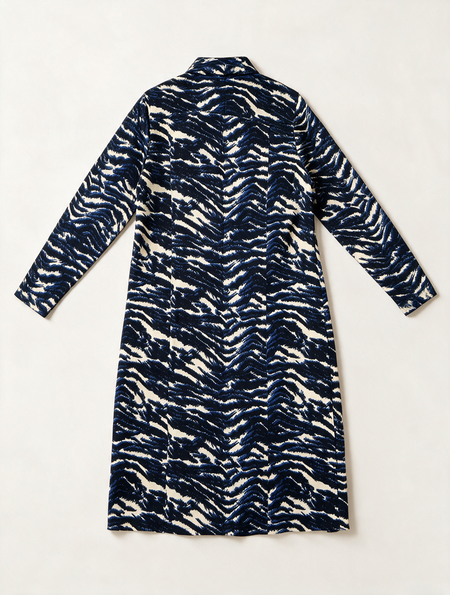 &Co Woman - Jurk - dierenprint, colkraag, doorknoopsluiting - XXL