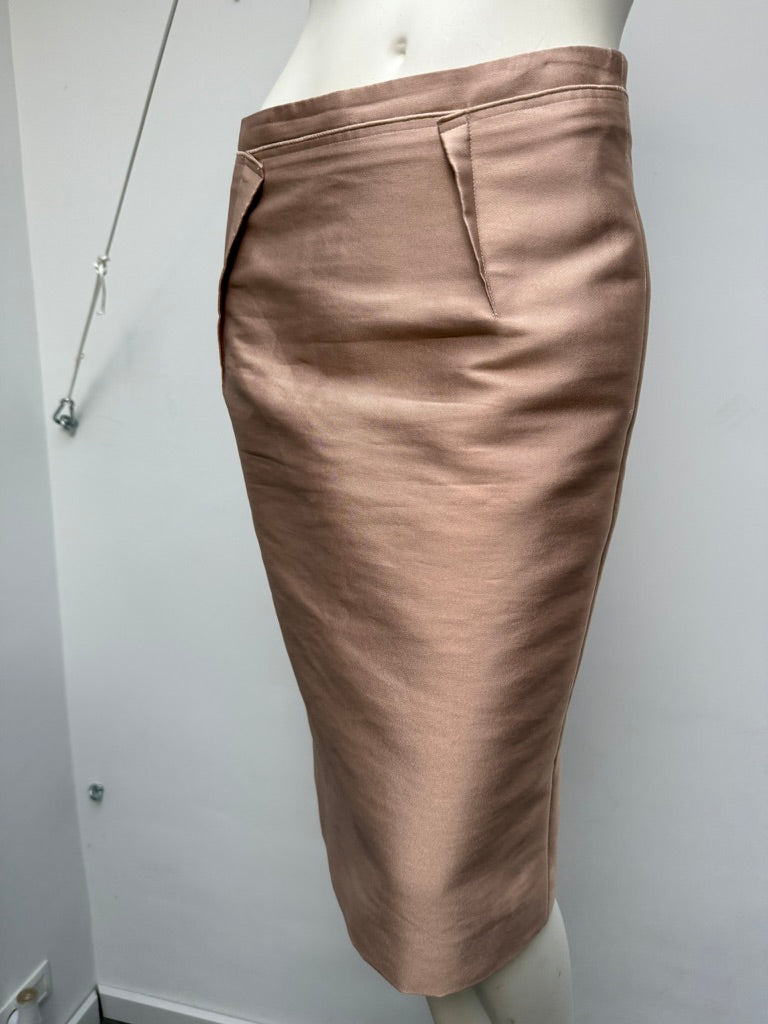 NATAN - Rok - beige/roze, glanzende stof, kokerrok - M