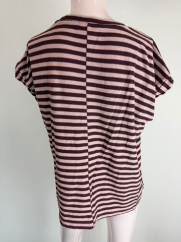 ARMEDANGELS - T-shirt - gestreept, bruin en roze, ronde hals - M