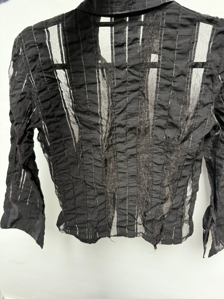 Euromode Italia DESIGN - Blouse - zwart, crinkle, semi-transparant - M