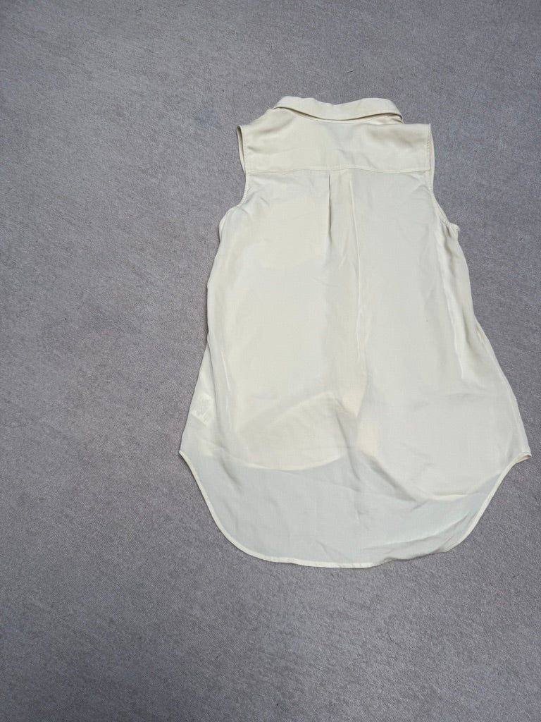 Theory - Blouse - crème, mouwloos, zijde - maat S