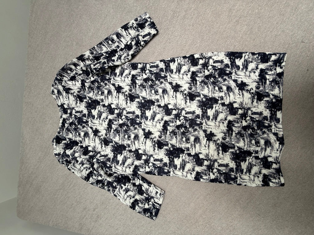 ESSENTIEL Antwerp - Jurk - navy-wit, abstracte print, V-hals - S