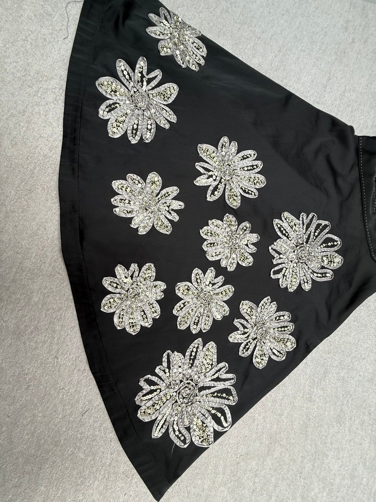Dresses by Steps Y2K vintage feestjurk – zwart met zilveren bloemen – maat 36