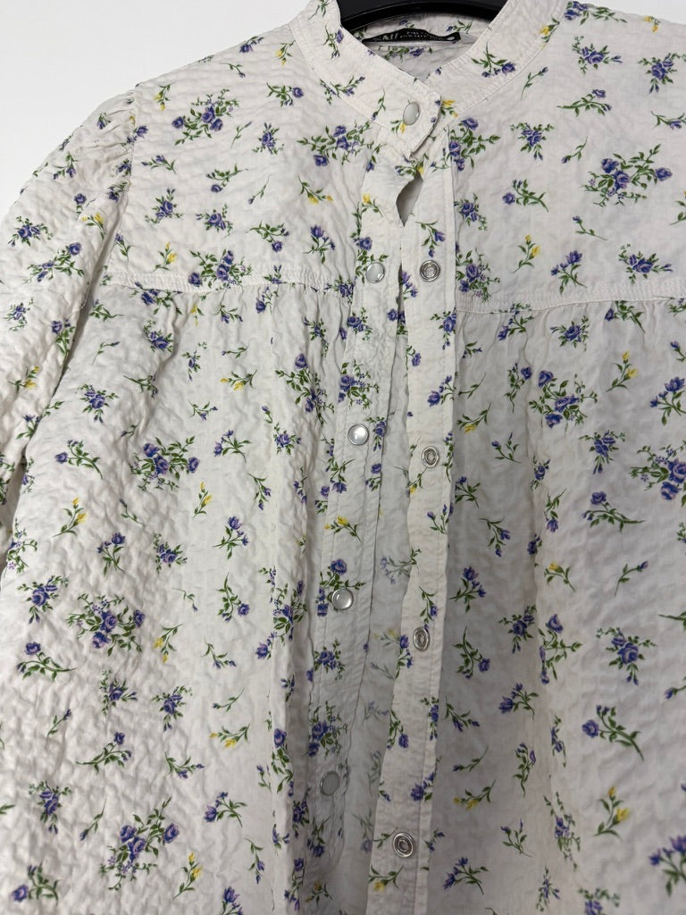 ZARA - Blouse - bloemenprint, lange mouwen, 100% katoen - M