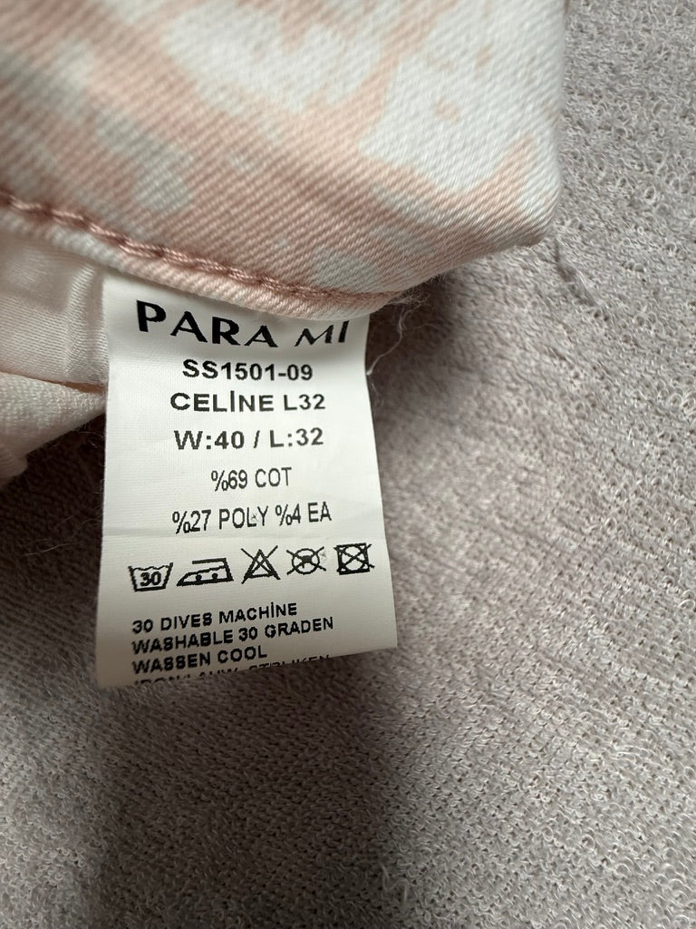 PARA MI - Broek - beige/wit/roze, abstract patroon, rechte pijp