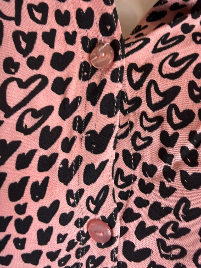 Fabienne Chapot - Blouse - roze, hartjesprint, knoopsluiting - L