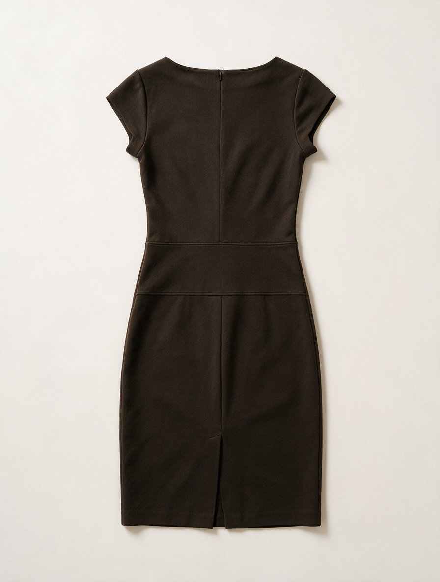 Filippa K - Jurk - bruin, ronde hals, korte mouw - L