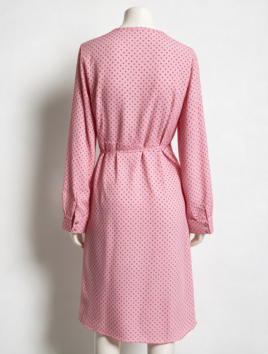 YAS - Jurk - roze, grafische print, overslag - maat S