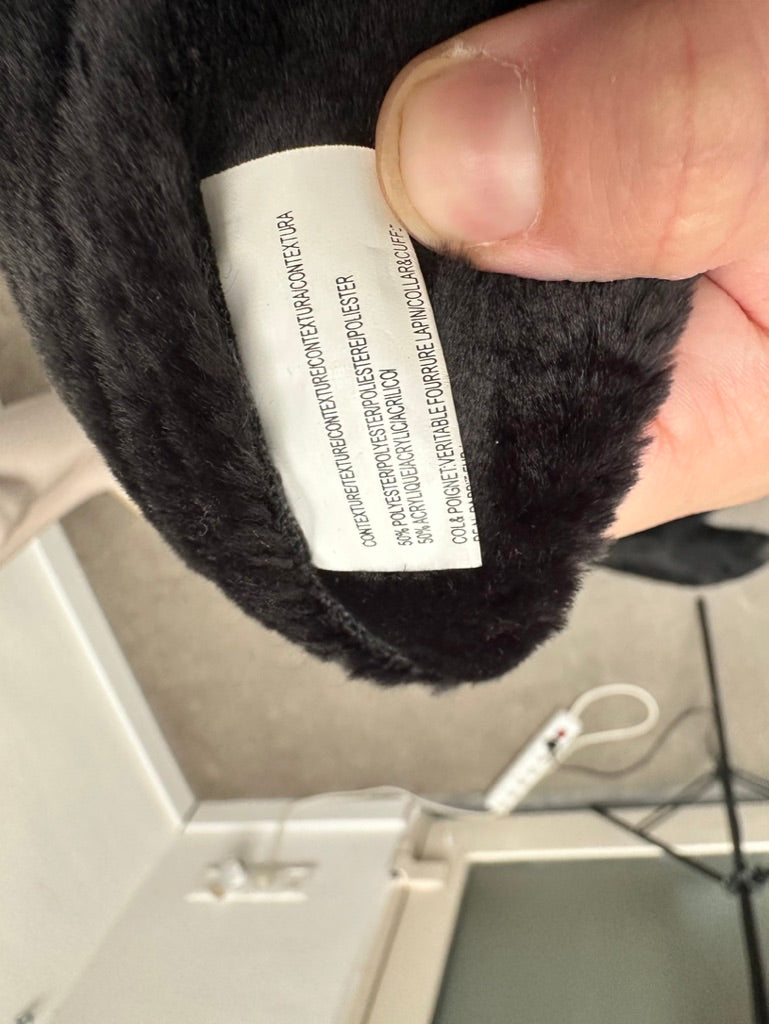 GERARD DAREL - Jas - zwart, imitatiebontkraag, knoopsluiting - XL