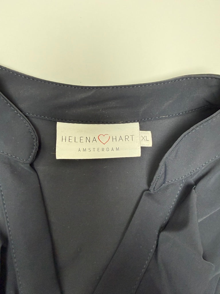 Helena Hart blouse donkerblauw met ruches – elegante blouse maat XL