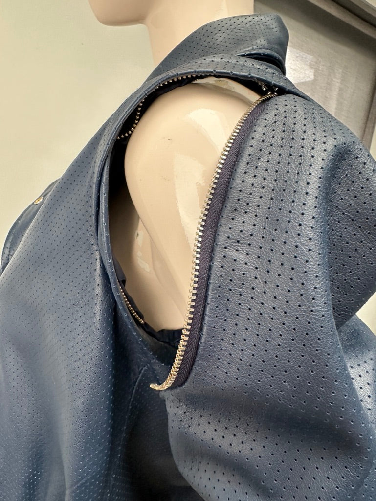 Caroline Biss blauw leren bomberjack maat 36