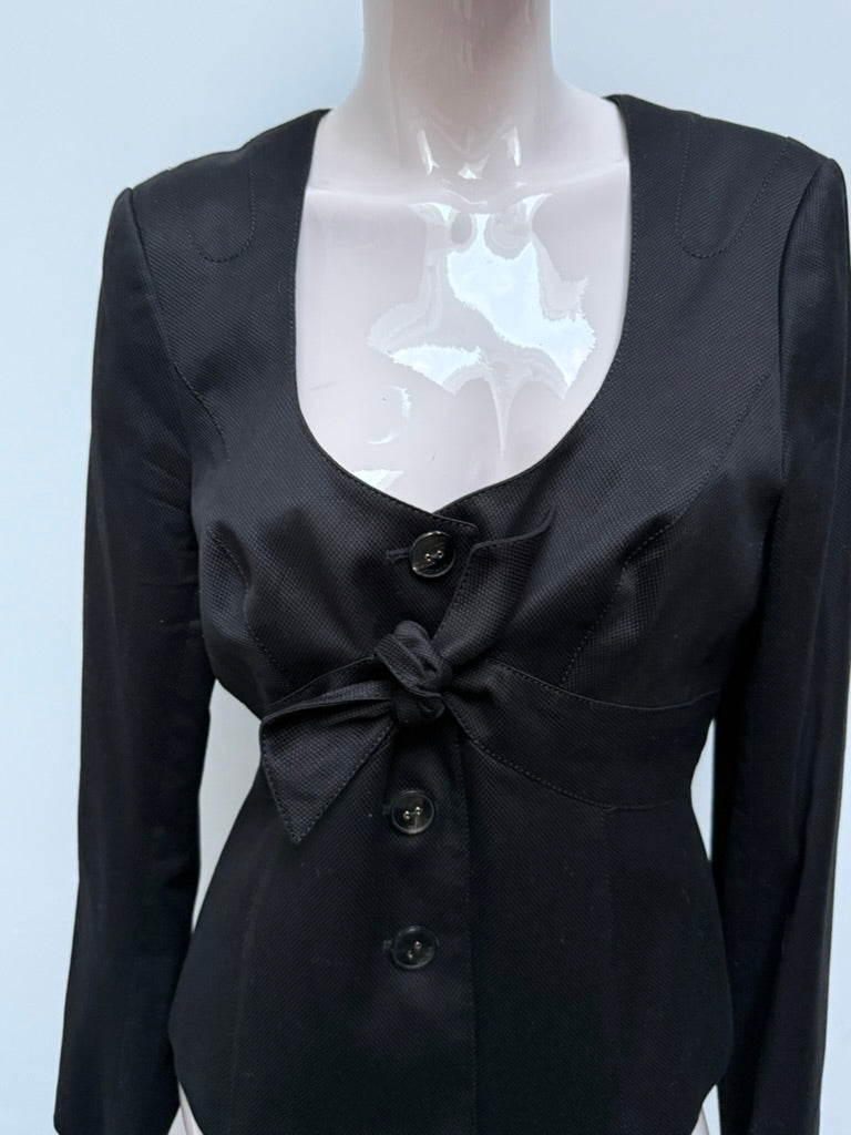 ESCADA - Blazer - zwart, strikdetail, ronde hals - 38