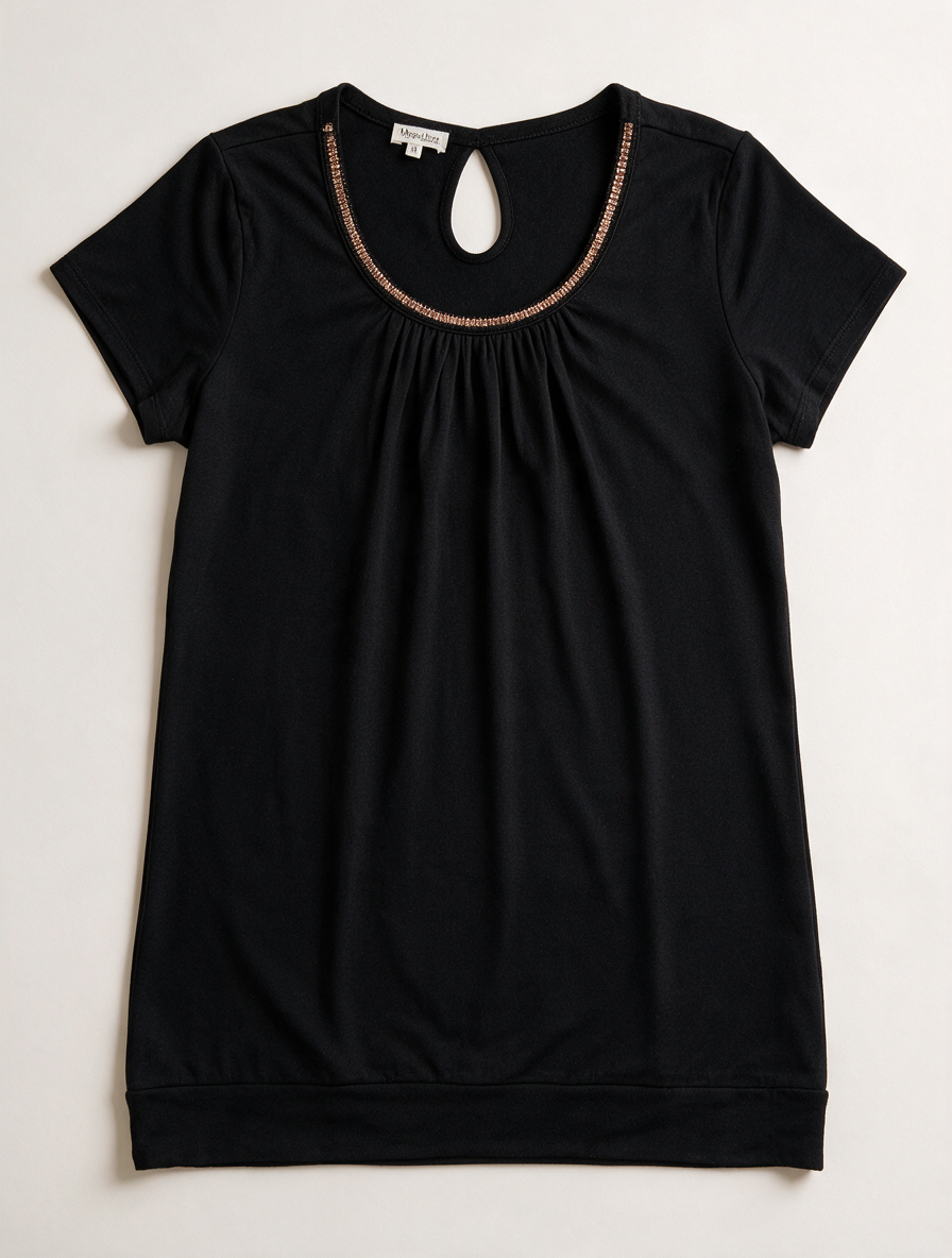 Mayerline Brussels - Blouse - zwart, glinsterende bies, korte mouw - M