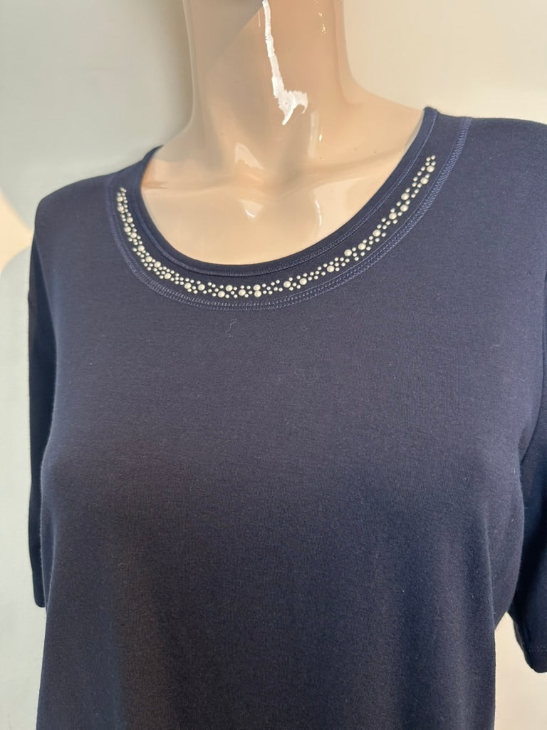 RABE - Blouse - blauw, ronde hals - L