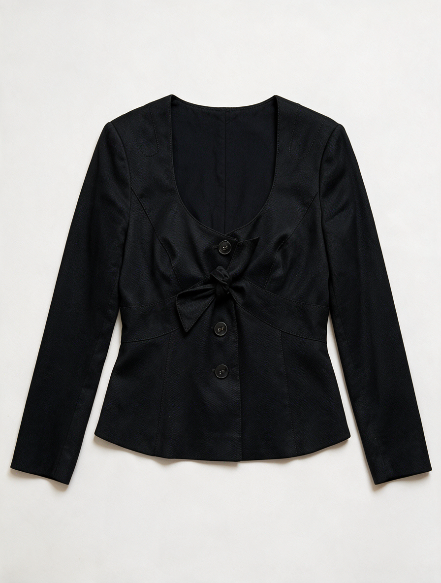 ESCADA - Blazer - zwart, strikdetail, ronde hals - 38