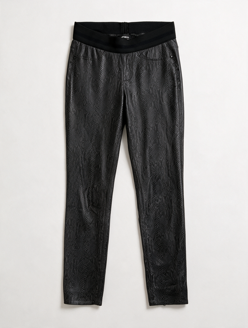 CAMBIO - Broek - zwart, slangenprint, elastische tailleband - S