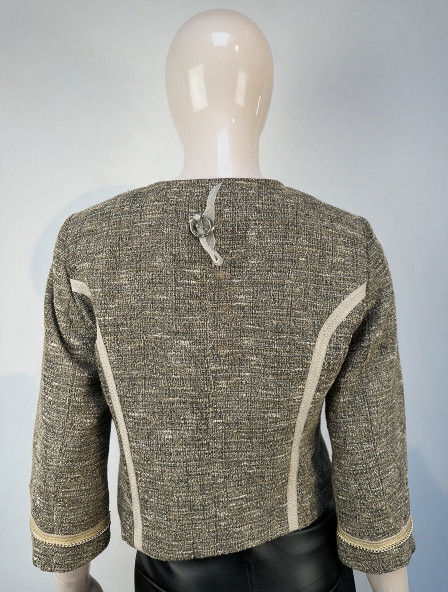 Blugirl Folies - Jas - gemêleerde tweed, goudkleurige accenten, getailleerd - M
