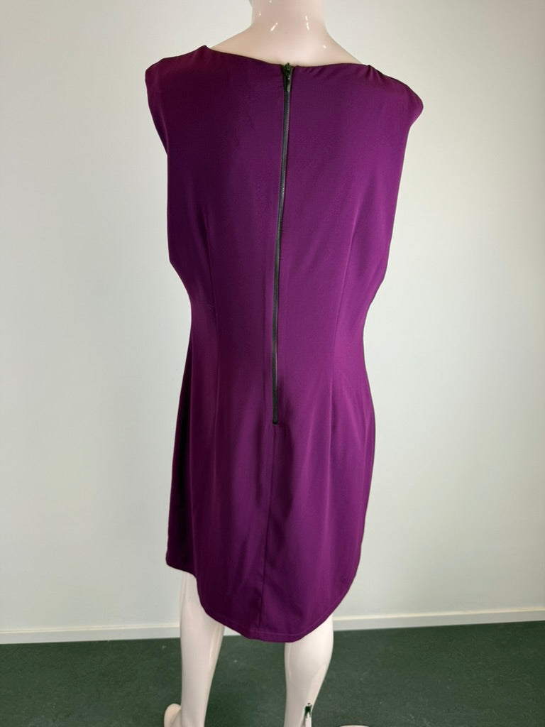 Bel&Bo - Jurk - paars, mouwloos, geplooid detail opzij - XL