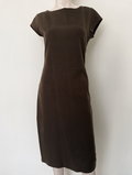 Filippa K - Jurk - bruin, ronde hals, korte mouw - L