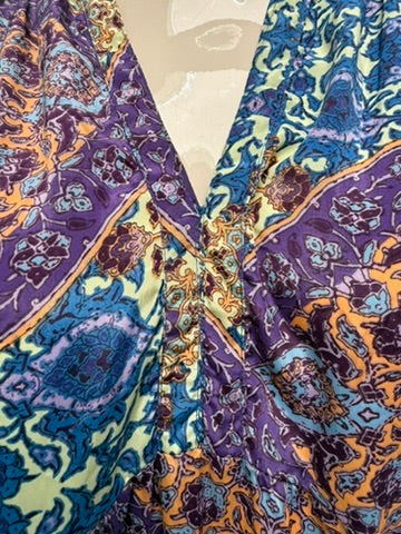 GOLD & SILVER - Jurk - meerkleurig, paisley- en bloemenprint, V-hals Taille Unique