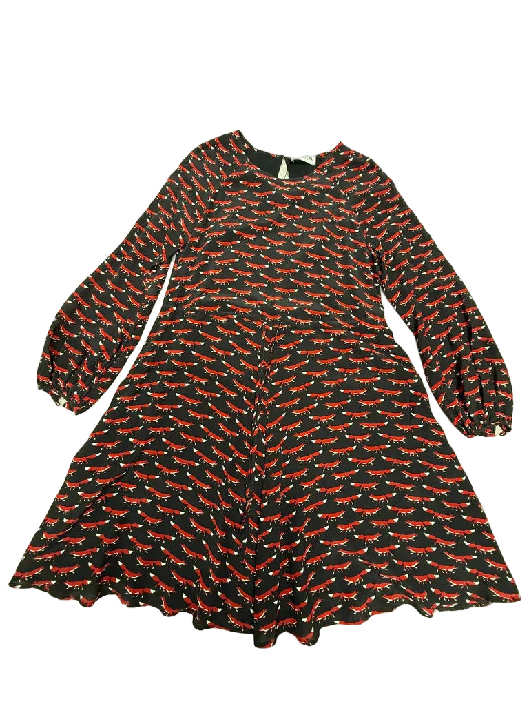 Essentiel Antwerp jurk met vossenprint maat 36 – speelse designer jurk in zwart en rood