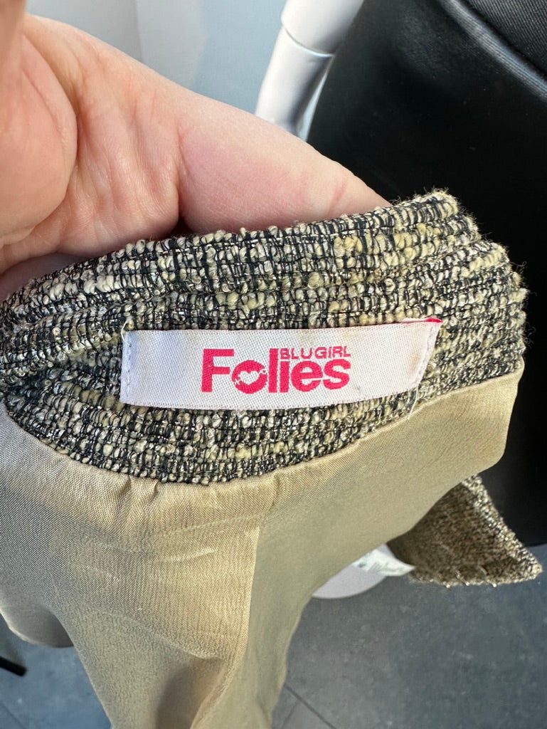 Blugirl Folies - Jas - gemêleerde tweed, goudkleurige accenten, getailleerd - M